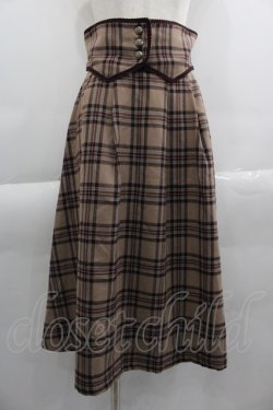 画像1: Maison de FLEUR Petite Robe canone / コルセットベルトデザインチェックスカート  ブラウンチェック I-25-04-16-090-EL-SK-HD-ZI