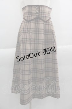 画像1: Maison de FLEUR Petite Robe canone / コルセットベルトデザインチェックスカート  ブラウンチェック I-25-04-16-090-EL-SK-HD-ZI