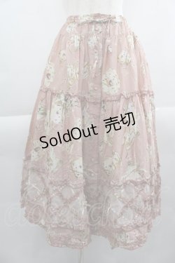 画像1: PINK HOUSE / ティーカッププリントパッチワークスカート  ピンク I-25-04-16-099-LO-SK-HD-ZI