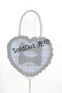 axes femme kawaii / タータンチェックハートバッグ  青チェック I-25-04-16-102-AX-BG-HD-ZI