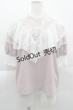 画像1: axes femme kawaii / ヨーク切換半袖ブラウス  ピンクＸ白 I-25-04-16-012-AX-BL-HD-ZI