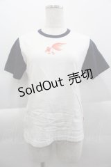 Powder / 金魚プリントTシャツ S 白Ｘ紺 I-25-04-16-028-LO-TO-HD-ZI
