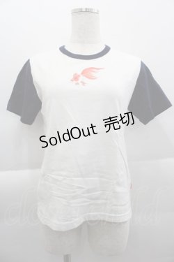 画像1: Powder / 金魚プリントTシャツ S 白Ｘ紺 I-25-04-16-028-LO-TO-HD-ZI