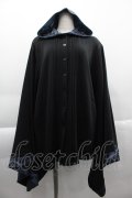 NieR Clothing / 総柄フード着物袖パーカー  黒Ｘ青 I-25-04-16-032-PU-TO-HD-ZI
