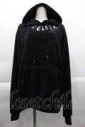 NieR Clothing / ボア薔薇刺繍パーカー  黒 I-25-04-16-033-PU-TO-HD-ZT111