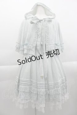画像1: Button For / フードケープ付きジャンパースカート  サックスＸ白 I-25-04-16-043-LO-OP-HD-ZI