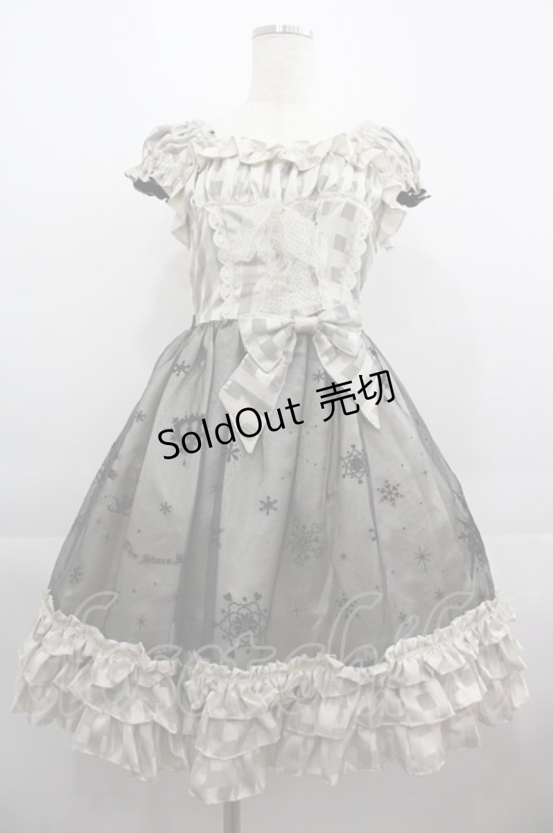 画像1: BABY,THE STARS SHINE BRIGHT / ユキノナミダヒメ柄Bright Checkジャンパースカート  グレーＸ黒 I-25-04-19-049-BA-OP-HD-ZI (1)