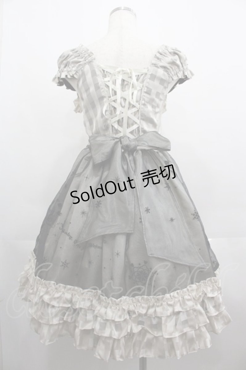 画像2: BABY,THE STARS SHINE BRIGHT / ユキノナミダヒメ柄Bright Checkジャンパースカート  グレーＸ黒 I-25-04-19-049-BA-OP-HD-ZI (2)