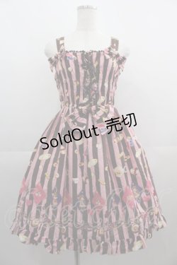 画像1: metamorphose / おかしなくにのTea Partyシャーリングジャンパースカート&リボンバレッタセット  ピンク I-25-04-19-077-ME-OP-HD-ZI