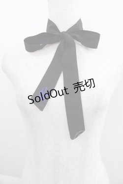 画像1: Moi-meme-Moitie / ロゴ刺繍ネクタイ  黒Ｘ青 I-25-04-19-009-MO-ZA-HD-ZI
