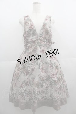 画像1: axes femme / アンティーク柄ジャンドレ  グレーＸ赤 I-25-04-19-103-AX-OP-HD-ZI