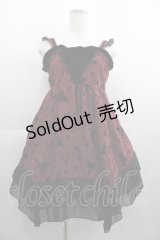 axes femme / フロッキープリントキャミワンピース  ボルドーＸ黒 I-25-04-19-106-AX-OP-HD-ZI