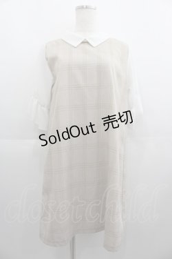 画像1: LOLITAその他(お買取対象外) / チェックシフォン切替ワンピース  ベージュＸ白 I-25-04-19-107-LO-OP-HD-ZI