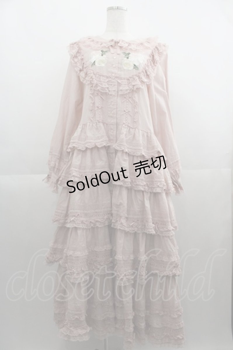 画像1: PINK HOUSE / ホワイトローズ刺繍使いワンピース  ピンク I-25-04-19-111-LO-OP-HD-ZY (1)
