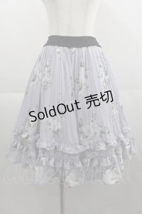 axes femme / 薔薇柄プリーツフリルスカート  ラベンダー I-25-04-19-112-AX-SK-HD-ZI