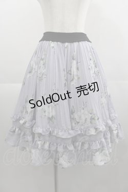 画像1: axes femme / 薔薇柄プリーツフリルスカート  ラベンダー I-25-04-19-112-AX-SK-HD-ZI