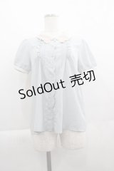 LOLITAその他(お買取対象外) / 襟刺繍半袖ブラウス  サックスＸアイボリー I-25-04-19-014-LO-BL-HD-ZI