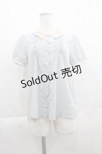 LOLITAその他(お買取対象外) / 襟刺繍半袖ブラウス  サックスＸアイボリー I-25-04-19-014-LO-BL-HD-ZI