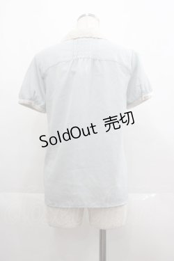 画像2: LOLITAその他(お買取対象外) / 襟刺繍半袖ブラウス  サックスＸアイボリー I-25-04-19-014-LO-BL-HD-ZI