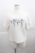 NOEMIE / チェーン付き4wayフェザー刺繍ニット  白Ｘ黒 I-25-04-19-022-LO-TO-HD-ZI