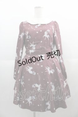 画像1: Secret Honey / メリーゴーランドプリントワンピース  ボルドー I-25-04-21-055-CA-OP-HD-ZI