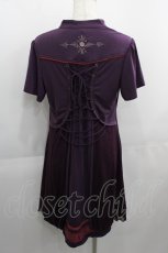 画像2: Ozz Croce / フロント縦ローズシャンデリア刺繍&チュール重ね半袖ワンピース  パープル I-25-04-21-072-OO-OP-HD-ZI (2)