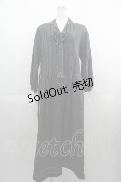 画像1: PINK HOUSE / ピンタックリボンデニムワンピース  黒 I-25-04-21-079-LO-OP-HD-ZS