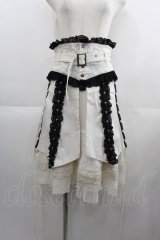 Ozz Croce / 薔薇刺繍ベルトオーバースカート&レーススカートセット  白 I-25-04-21-092-OO-SK-HD-ZI