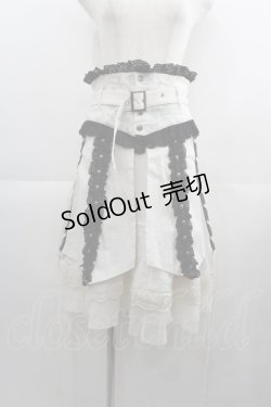 画像1: Ozz Croce / 薔薇刺繍ベルトオーバースカート&レーススカートセット  白 I-25-04-21-092-OO-SK-HD-ZI