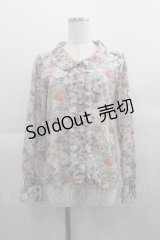 axes femme / 転写風ブラウス M ライトブルー I-25-04-21-009-AX-BL-HD-ZI