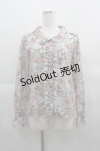 axes femme / 転写風ブラウス M ライトブルー I-25-04-21-009-AX-BL-HD-ZI