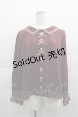 axes femme POETIQUE / 薔薇刺繍&リボンブラウス M ワイン I-25-04-21-011-AX-BL-HD-ZI