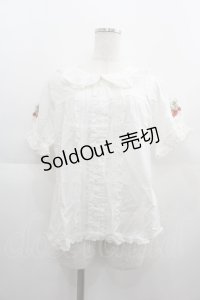 PINK HOUSE / いちご刺繍半袖ブラウス  白Ｘ赤 I-25-04-21-016-LO-BL-HD-ZI
