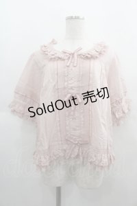 PINK HOUSE / ピコフリルチュール半袖ブラウス  ピンク I-25-04-21-017-LO-BL-HD-ZI