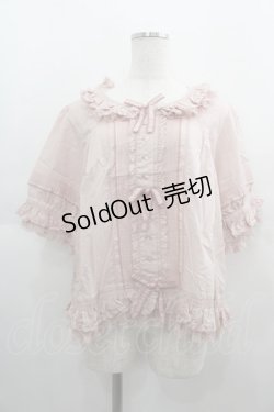 画像1: PINK HOUSE / ピコフリルチュール半袖ブラウス  ピンク I-25-04-21-017-LO-BL-HD-ZI