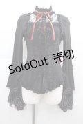 Ozz oneste / 薔薇刺繍フリル袖2WAYハイネックトップス  黒Ｘボルドー I-25-04-21-020-OO-TO-HD-ZI