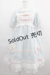 Summer / ハートレースはしごレース半袖ワンピース  サックスｘピンクｘ白 I-25-04-24-042-LO-OP-HD-ZI