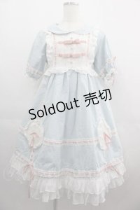 Summer / ハートレースはしごレース半袖ワンピース  サックスｘピンクｘ白 I-25-04-24-042-LO-OP-HD-ZI