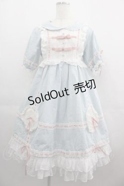 画像1: Summer / ハートレースはしごレース半袖ワンピース  サックスｘピンクｘ白 I-25-04-24-042-LO-OP-HD-ZI