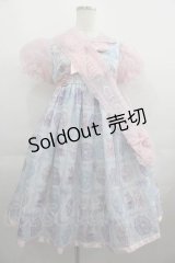 CHOKER RABBIT / ラビット&シュシュプリント半袖ワンピース  サックスＸピンク I-25-04-24-046-LO-OP-HD-ZI