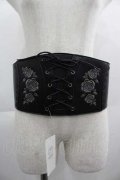 axes femme / ローズ刺繍コルセットベルト  黒 I-25-04-24-088-AX-ZA-HD-ZI