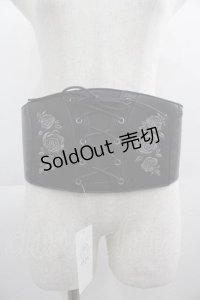 axes femme / ローズ刺繍コルセットベルト  黒 I-25-04-24-088-AX-ZA-HD-ZI