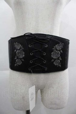画像1: axes femme / ローズ刺繍コルセットベルト  黒 I-25-04-24-088-AX-ZA-HD-ZI