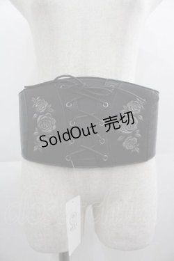 画像1: axes femme / ローズ刺繍コルセットベルト  黒 I-25-04-24-088-AX-ZA-HD-ZI