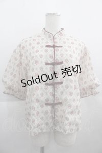 LOLITAその他(お買取対象外) / 格子お花半袖チャイナブラウス  アイボリーＸボルドー I-25-04-24-003-LO-BL-HD-ZI