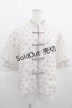 画像1: LOLITAその他(お買取対象外) / 格子お花半袖チャイナブラウス  アイボリーＸボルドー I-25-04-24-003-LO-BL-HD-ZI