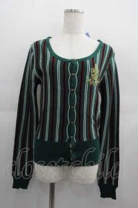 PUTUMAYO / 王冠刺繍ストライプカーデ  グリーン I-25-04-24-026-PT-TO-HD-ZI