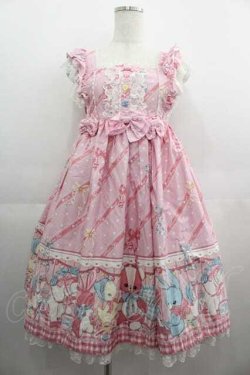 画像1: Angelic Pretty / MELODY TOYSハイウエストジャンパースカート  ピンク I-25-04-24-034-AP-OP-HD-ZI