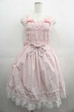 画像1: BABY,THE STARS SHINE BRIGHT / シャーリングプリンセスジャンパースカート  ピンクＸ白 I-25-04-24-035-BA-OP-HD-ZI (1)