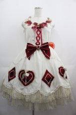 画像1: BABY,THE STARS SHINE BRIGHT / 時計うさぎの HEART TRUMPジャンパースカート  白Ｘ赤 I-25-05-01-053-BA-OP-HD-ZI (1)